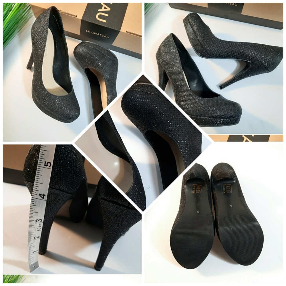 Le Chateau black sparkle heels/New with box